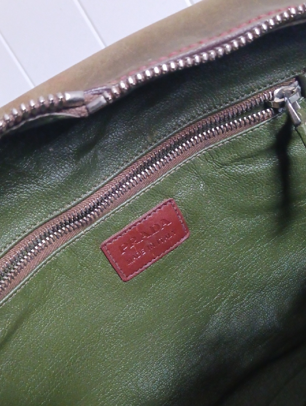 PRADA VTG OLIVE AND BROWN AS IS. - Picture 8 of 8